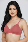 Zivame Padded Non Wired Medium Coverage Tshirt Bra - Faded Rose — thumbnail 1